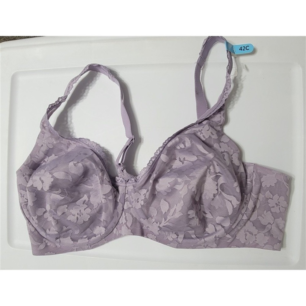 NWOT Bali 42C Bali Passion Comfort Smooth Lace Underwire Bra 6590 Purple 120161